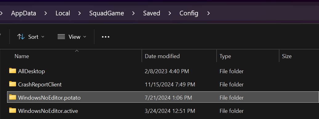 Squad Config Folder